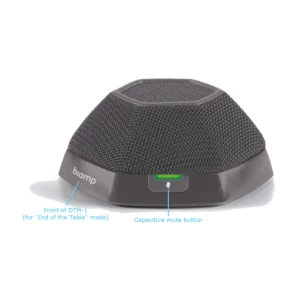 Biamp Devio DTM-1 — micro bàn beamforming, nhìn chéo phía trước với nút tắt tiếng cảm ứng