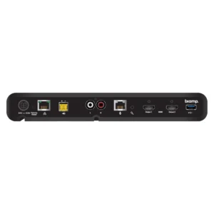 Mặt sau bộ xử lý phòng họp Biamp Devio SCR-20: nguồn, Ethernet, loa, RCA, micro, HDMI và USB-A