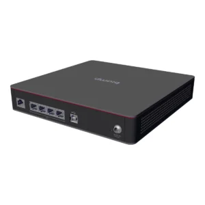 Biamp Devio SCX 400 nhìn nghiêng mặt sau: cổng Ethernet, USB-B và đầu nối nguồn