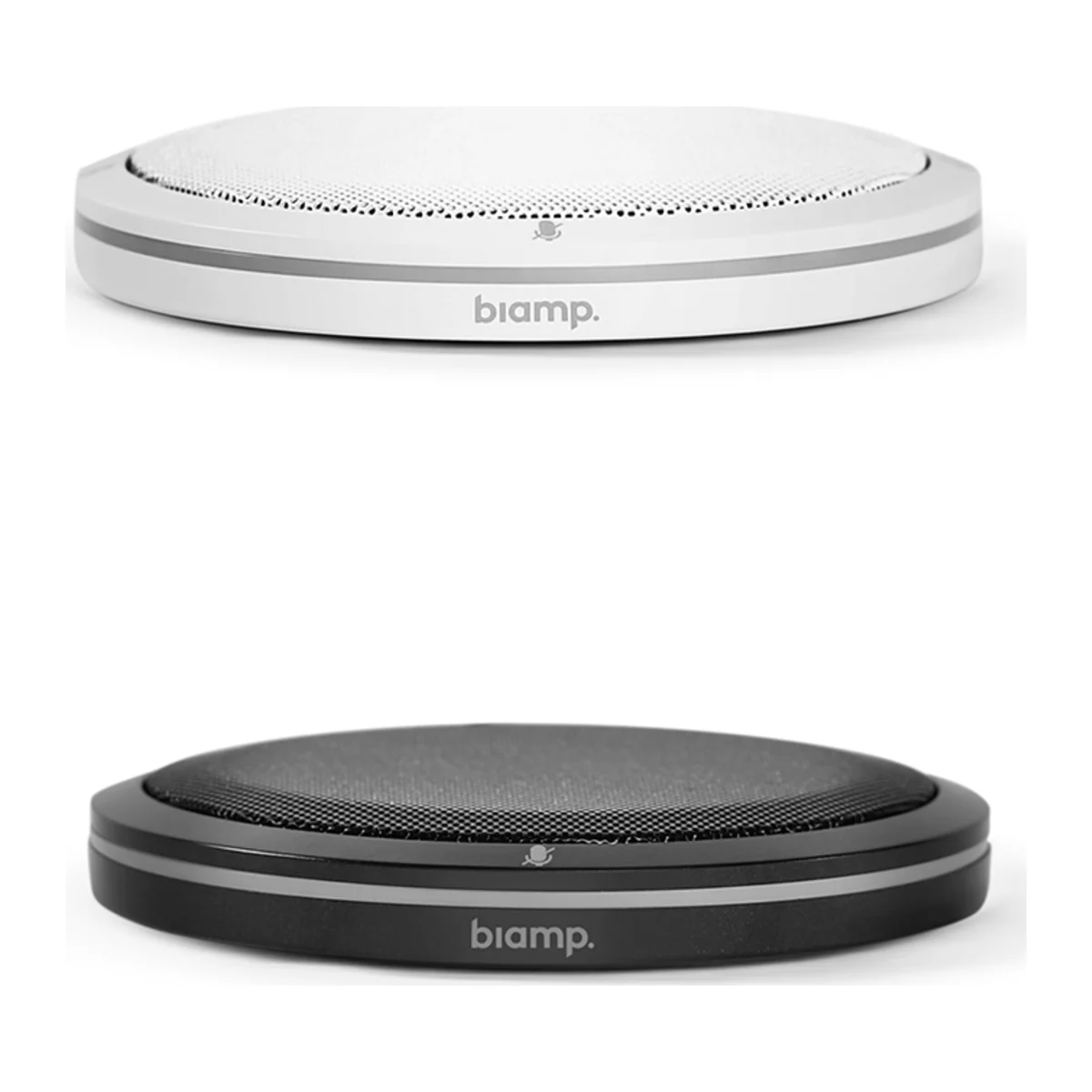 Hai phiên bản màu trắng và đen của micro để bàn Biamp Parlé TTM-XEX