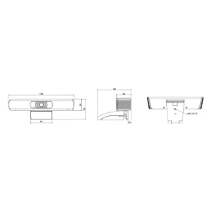 Bản vẽ kích thước ba hình chiếu của camera hội nghị Biamp Vidi 150