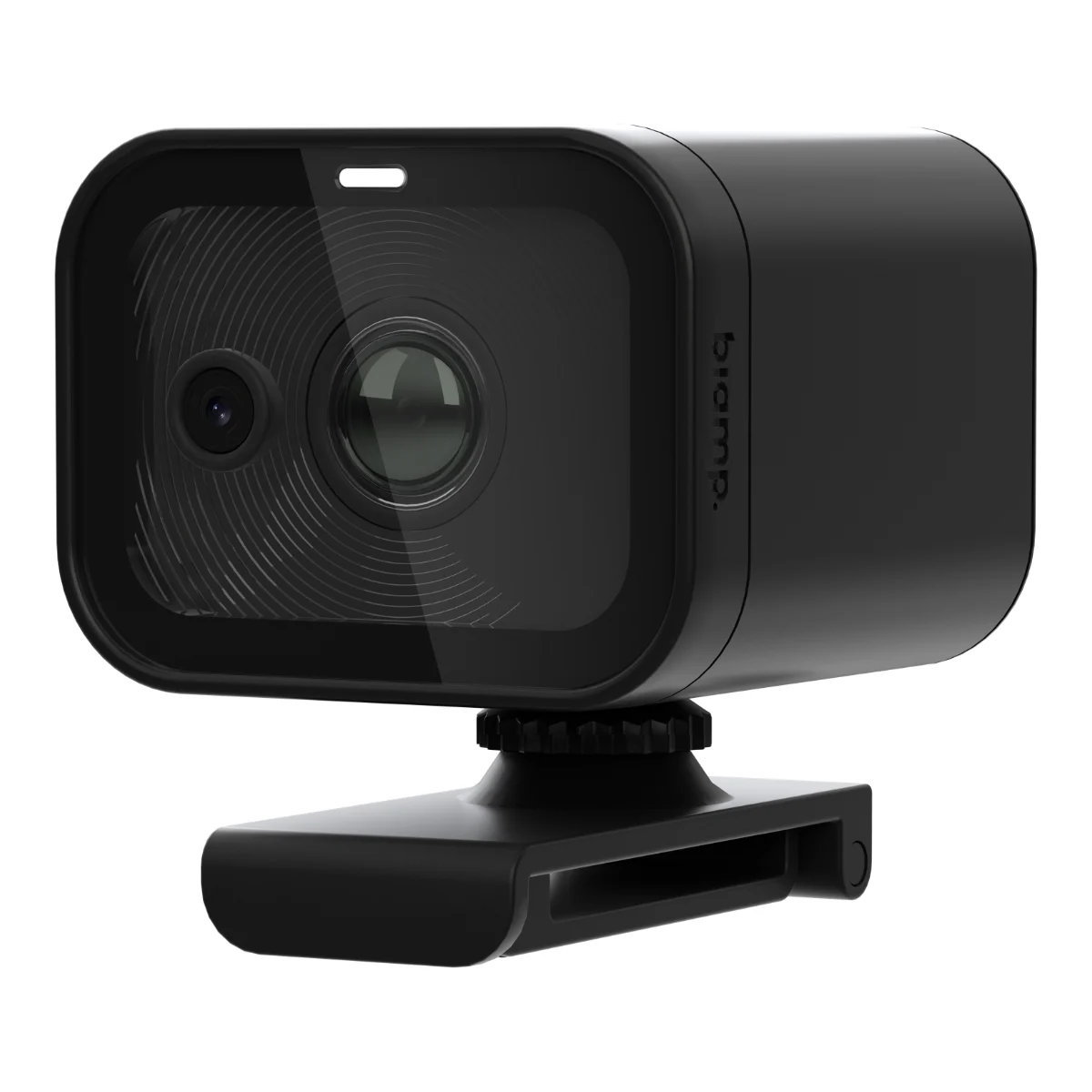 Camera hội nghị Biamp Vidi 280 nhìn từ bên trái, đế kẹp gập