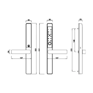 Bản vẽ kích thước khóa DEMAX EL-C101 (catalogue DEMAX 01/2026)