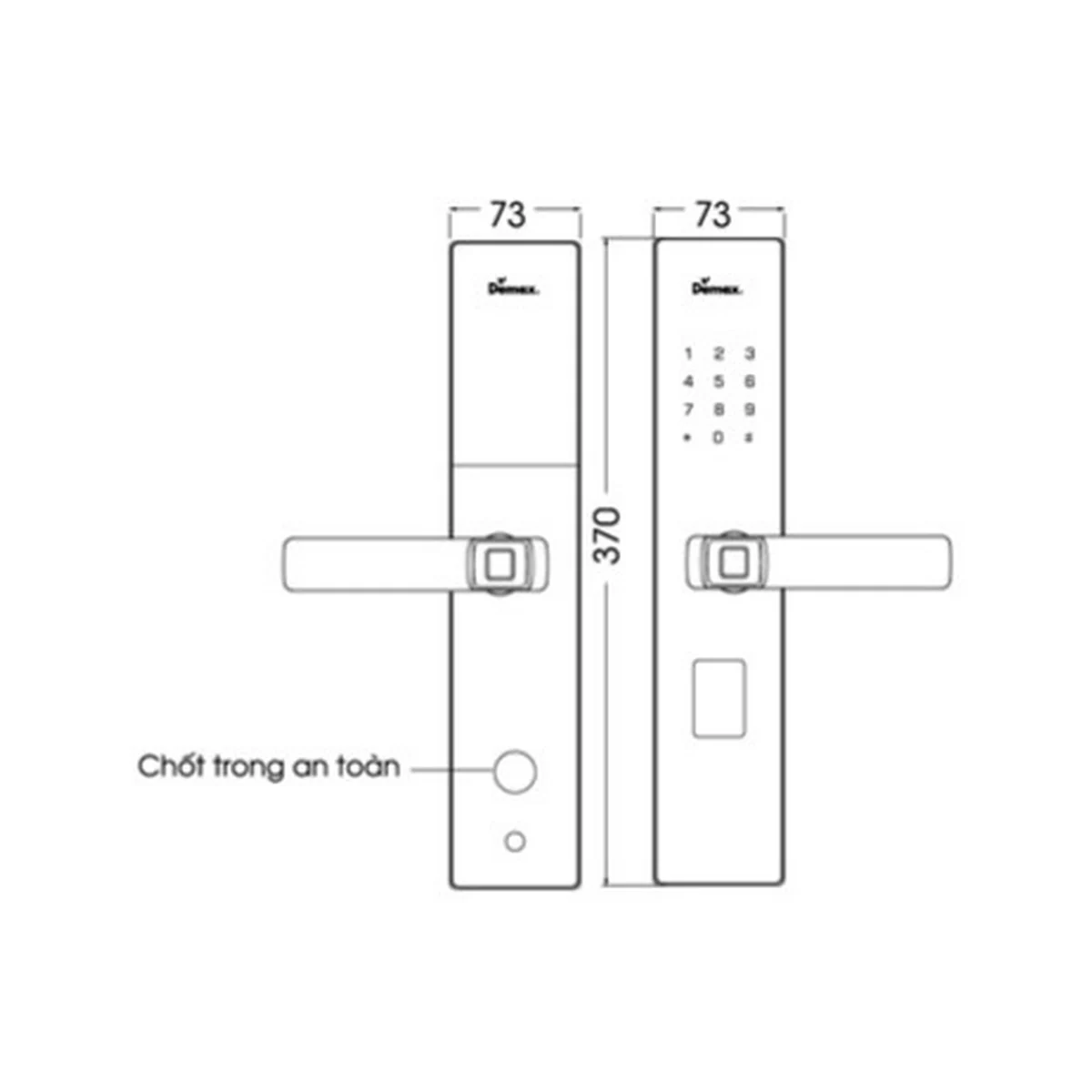 Bản vẽ kích thước khóa DEMAX EL-C88 SV (catalogue DEMAX 01/2026)