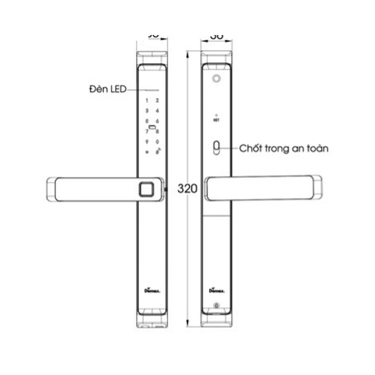 Bản vẽ kích thước khóa DEMAX EL-MS699 (catalogue DEMAX 01/2026)
