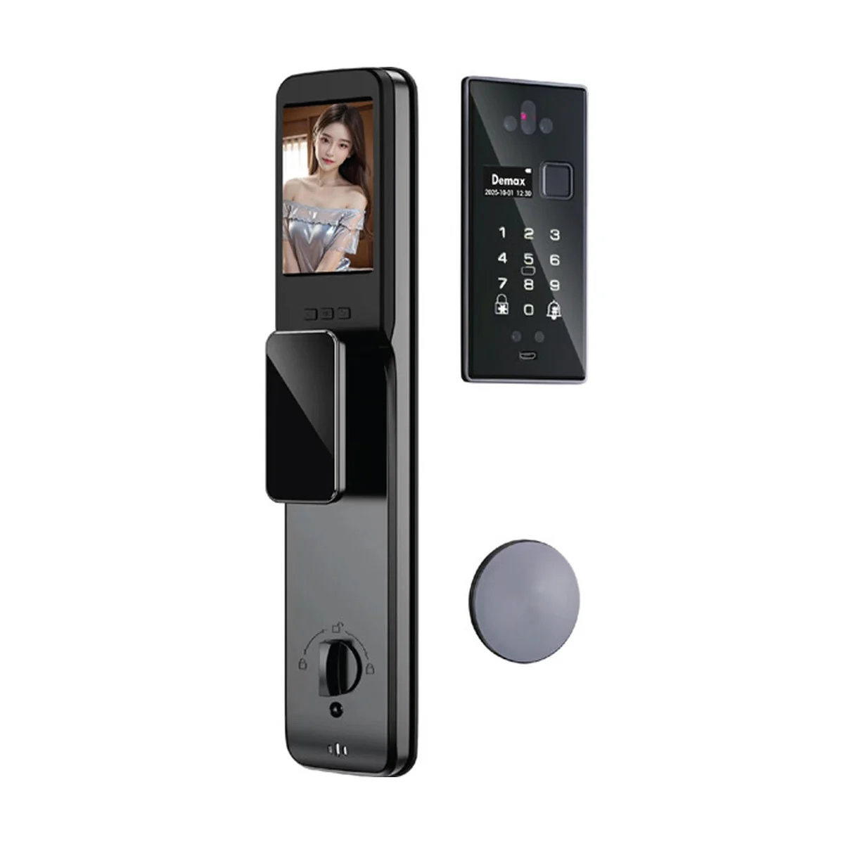 Khóa cửa thông minh DEMAX EL-Q965 CNC — ảnh sản phẩm các mặt và màu hoàn thiện, nguồn catalogue DEMAX 01/2026