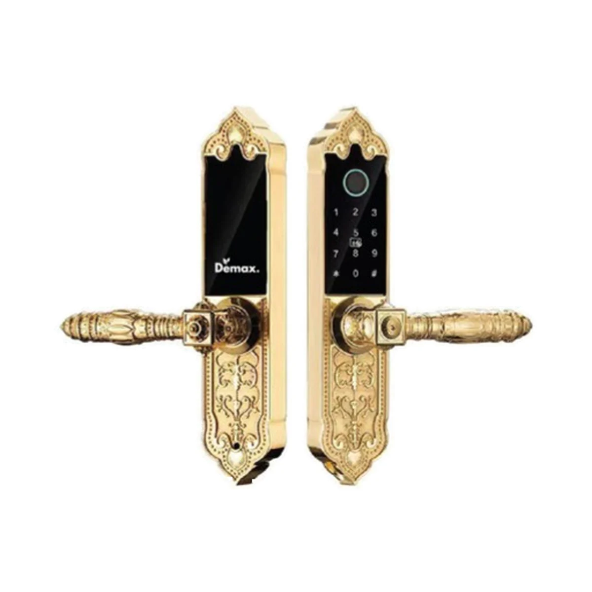 Khóa DEMAX EL280 màu Mạ Vàng 24K (Gold) — cặp hai tấm khóa chụp chính diện (catalogue DEMAX 01/2026)