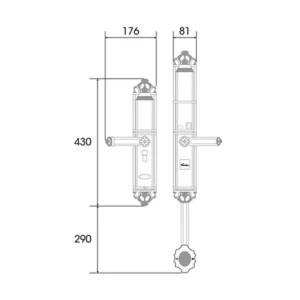 Bản vẽ kích thước khóa DEMAX EL821 (mm) theo catalogue DEMAX 01/2026