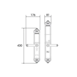 Bản vẽ kích thước khóa DEMAX EL822 (mm) theo catalogue DEMAX 01/2026