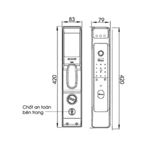 Bản vẽ kích thước khóa DEMAX EL928 (mm) theo catalogue DEMAX 01/2026