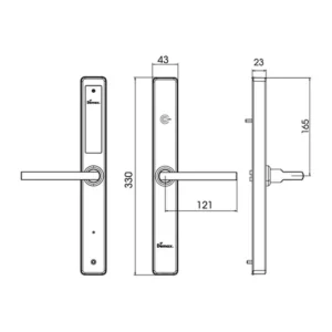 Bản vẽ kích thước khóa DEMAX HEL330 (mm) theo catalogue DEMAX 01/2026