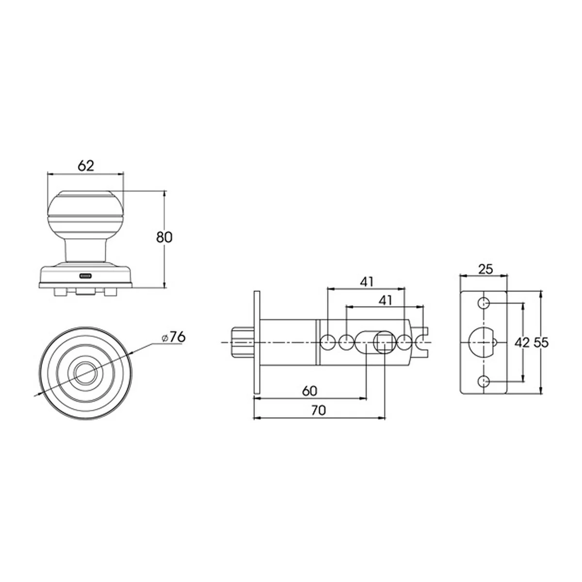 Bản vẽ kích thước khóa DEMAX SL106 (mm) theo catalogue DEMAX 01/2026