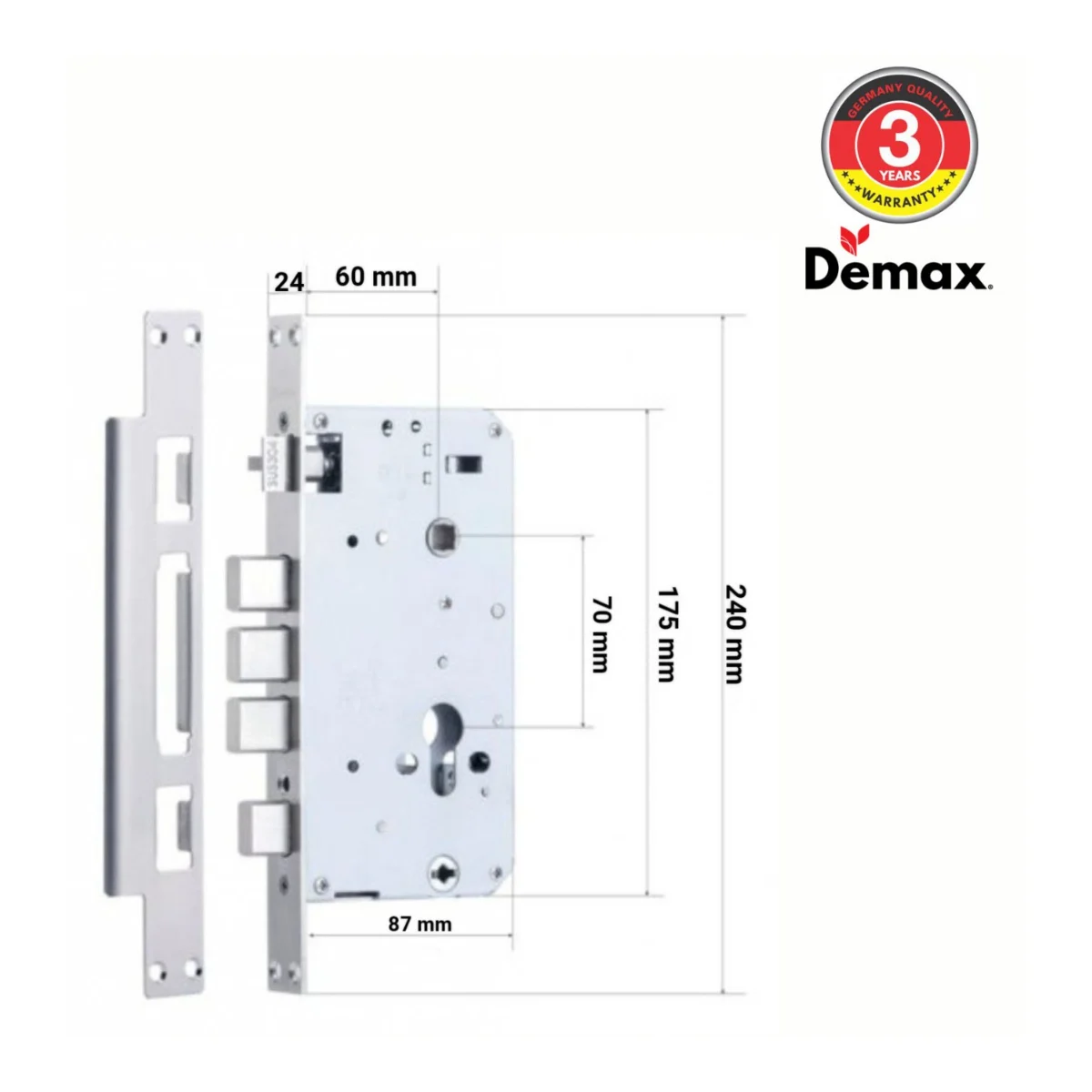 Bản vẽ kích thước khóa DEMAX SL899 (website DEMAX)
