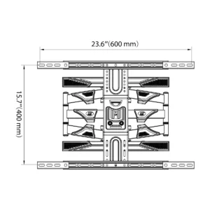 Giá treo TV North Bayou P6 — bản vẽ kích thước mặt trước, khoảng VESA 600×400 mm (datasheet North Bayou)