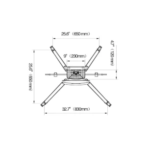 Xe đẩy màn hình North Bayou TW85 — bản vẽ kích thước nhìn từ trên xuống, chân đế 650×830 mm (datasheet North Bayou)