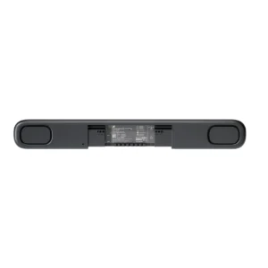 Mặt dưới Sennheiser TeamConnect Bar M: khe nối cáp và hai loa hai đầu