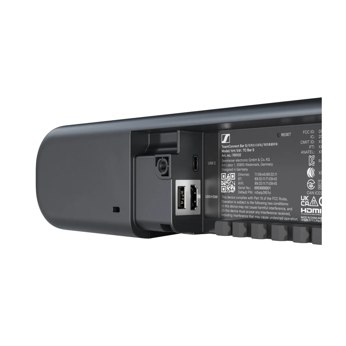 Sennheiser TeamConnect Bar S — cận cảnh các cổng kết nối ở mặt sau